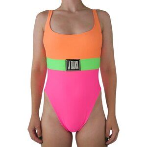 Vintage 80s La Blanca Neon Colorblock One Piece Swimsuit